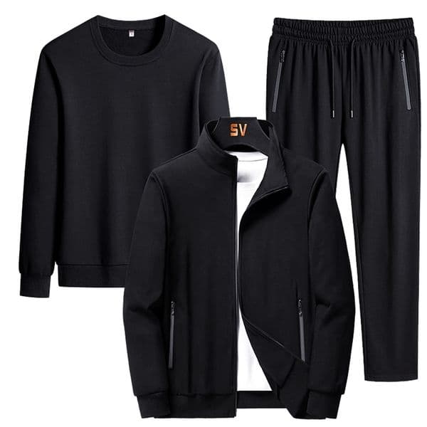 Men's Tracksuits 3-piece Men's Fashion Autumn Sportswear Casual SweatshirtWool Warm JacketJogging Pants Sportswear Tracksuit Plus Size 230403