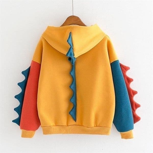 Hoodies Patchwork Winter Cute Harajuku Kawaii Sweatshirt Women Oversize Hooded Pullover dinosaur cos Tops Tracksuit Sudadera New 201112