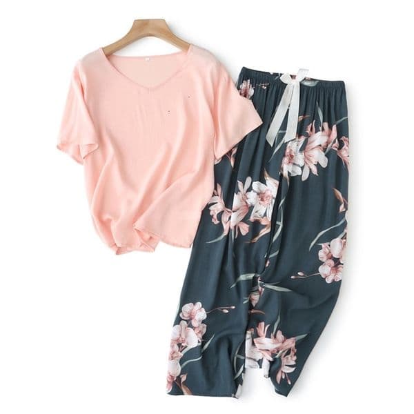 Women's Sleepwear Breathable 2PCS Pajama Short Sleeve Printed Pijama Mujer Femme Loose Nightwear Suit Female Casual Homewear Pajama Set For Women 230321