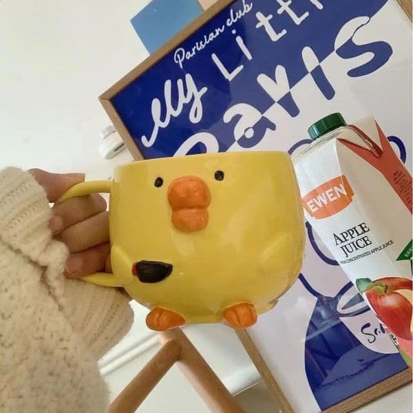 Creative and Cute Pouting Chicken Ceramic Cup Breakfast Juice Milk Cartoon Coffee Gift 240903