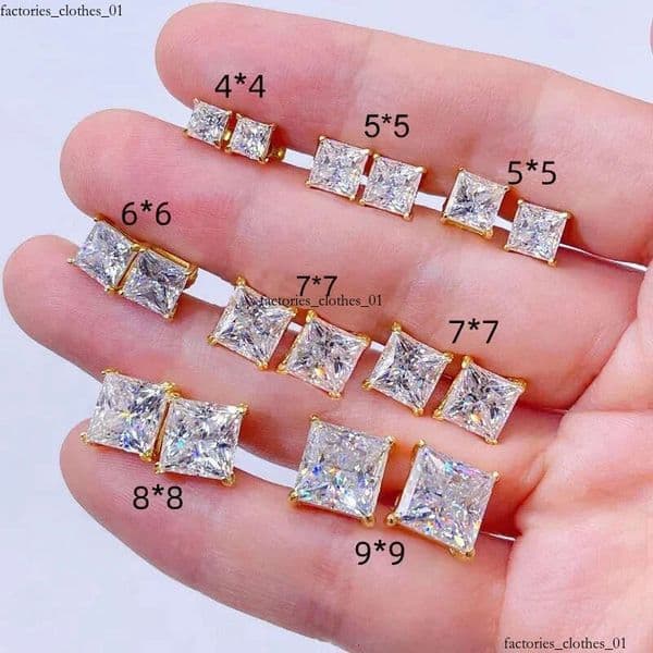 2024 Ins Top Sell Stud Earrings Simple Fashion Jewelry Sterling Sier Fill Princess Cut White 5A Cubic Zircon Party Women Wedding Earring Gift aaa