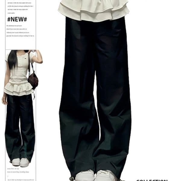 Womens black Gothic luggage pants Y2k Emo 2000s streetwear retro high waisted Trouser Harajuku 90s aesthetic clothing 240829