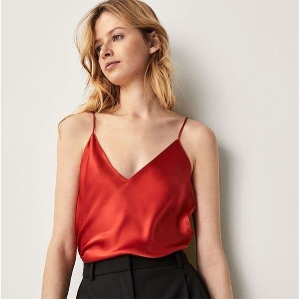 Camisoles Tanks Top Shoulder Strap Women's V-Neck Basic White Cami Sleeveless Satin Tank Top Women's Summer Tank Top 230410
