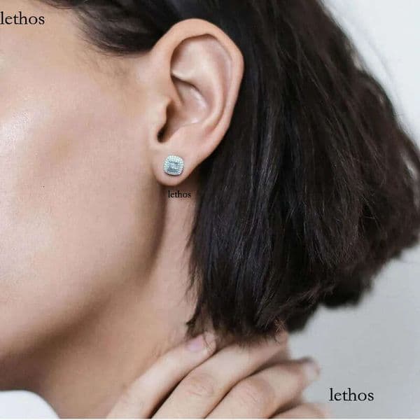 Choucong Stunning Jewelry Square Sterling Sier Pave White Sapphire CZ Dia Gemstones Party Women Stud Earring Gift