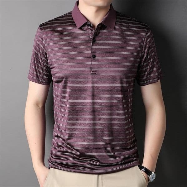 Men's Polos Arrival Men Polo Shirt Striped Short Sleeve Thin Summer Clothing Loose Fit Man's Polo Shirt Korean Collared Shirt 230316