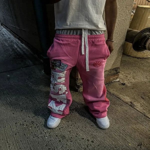 Vibe Style Letter y n Pants American hiphop streetwear straight sports pants mens loose casual 250313BJ