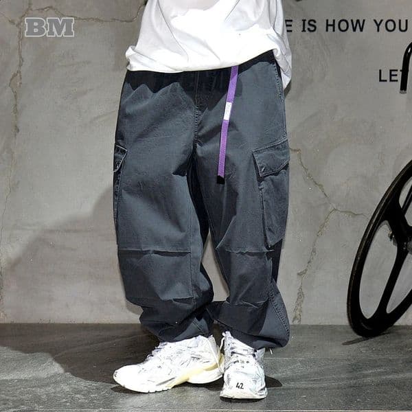 American fashion highquality mens cargo pants plus size street clothing hiphop luggage Japanese Harajuku casual Trousers 240827