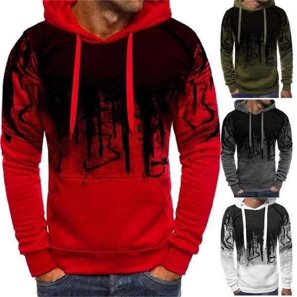 Men's Hoodies Sweatshirts Pullover Hoodie Sweatshirt Gradient Print Daily Fitness Sportswear Basic Casual Oversize Gray White 220826