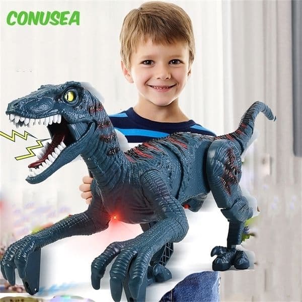 Remote Control Dinosaur Toys Kid 8Ch 2.4G Radio Controlled Velociraptor Toy Imitates Walking and Sounds Shaking Head Toy for Boy 250305