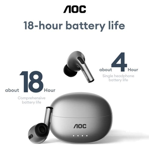 AOC TWS Wireless Bluetooth Earphones ACT2511 Fast Charging Sports Earbuds Long Endurance HD Call With Mic Headset Hi-Fi Sound Quality Music Headphones