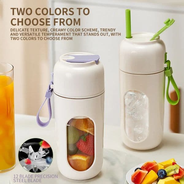 Portable electric juice cup for smoothies shaving ice and 12 blade stainless steel blender with wireless charging 240817