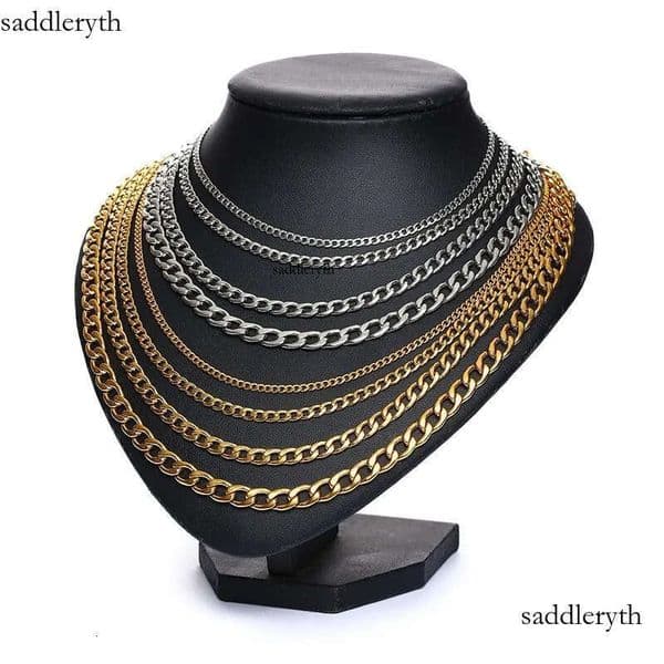 Miami for Men Women Basic Punk Hip Hop Jewelry Stainless Steel Gold Cuban Link Chain Chokers Necklace 3mm 5mm 0d