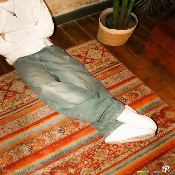 PROTECT Jeans Y2K Pants Mens Harajuku Hip Hop Letter Embroidery Vintage Blue Baggy High Waist Wide Leg Trouser Streetwear 241105
