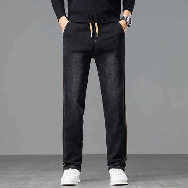 2025 AutumnWinter New Drawstring Loose Straight Tube Comfortable Breathable Jeans Fashionable and Versatile W250925