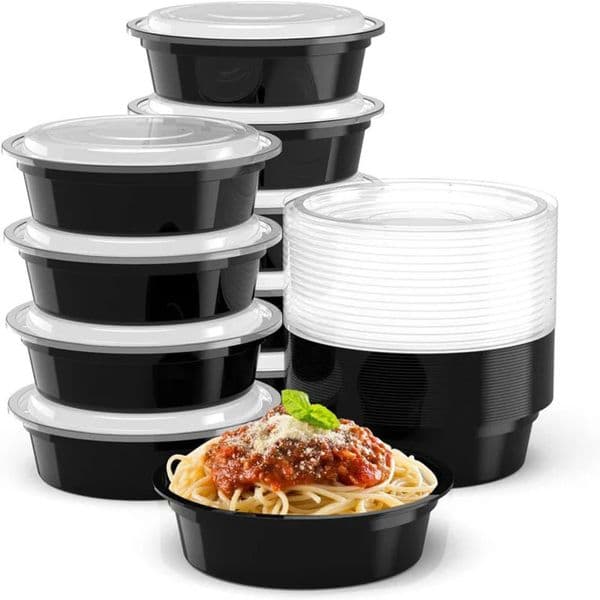 10 Packs 24OZ Meal Prep Container Round Disposable Containers with Lids Bento Box Adult Lunch Box Microwave and Freezer Safe 250422