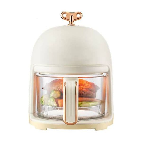 Multi-Functional Easy-to-Use with Clockwork Knob Control and 360° Visible Glass Basket Air Fryer Oven