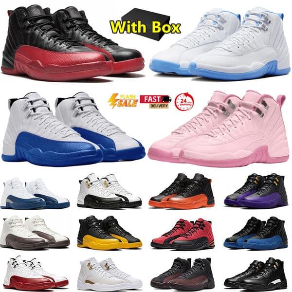 2025 with box 12 12s mens basketball shoes Pearl Pink Flu Game Blueberry Cherry Men Women Trainers Sports Sneakers Sneaker Designer Jogging Walking Platform Shoe
