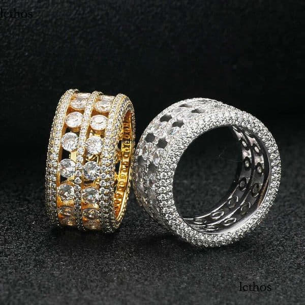Dia Hip Hop Fashion Men's s Sterling Sier Set Moissanite Ring 28