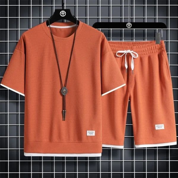 Men's Tracksuits Summer Men's Two Piece Set Linen Fabric Casual T-Shirt And Shorts Set Mens Sports Suit Fashion Short Sleeve Tracksuit Men Suits 231006