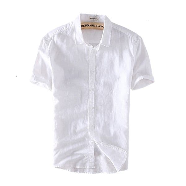 Men's Casual Shirts Cotton Linen Shirts For Men Casual Short Sleeve Tops Oversize Solid White Turn-Down Collar Tee Male Summer Vacation Clothing 230321