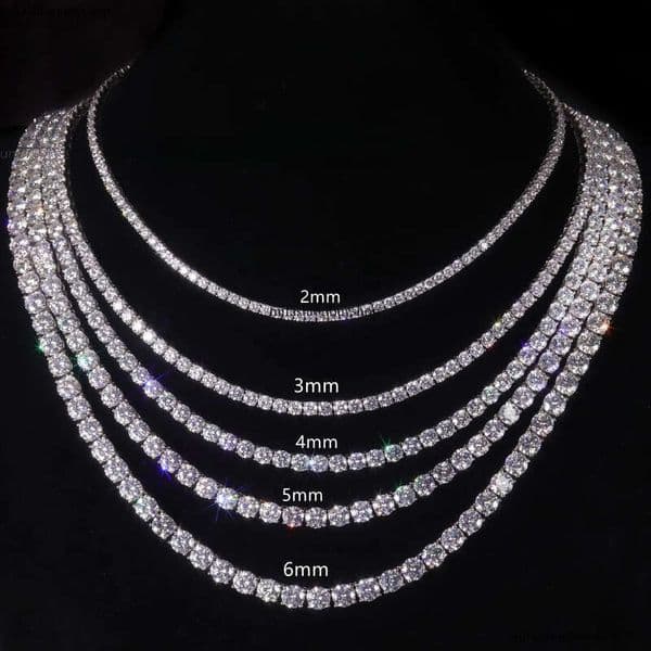 Pass Dia Tester with GRA Sier Ice Out Necklace Vvs D Color Moissanite Tennis Chain for Men 111