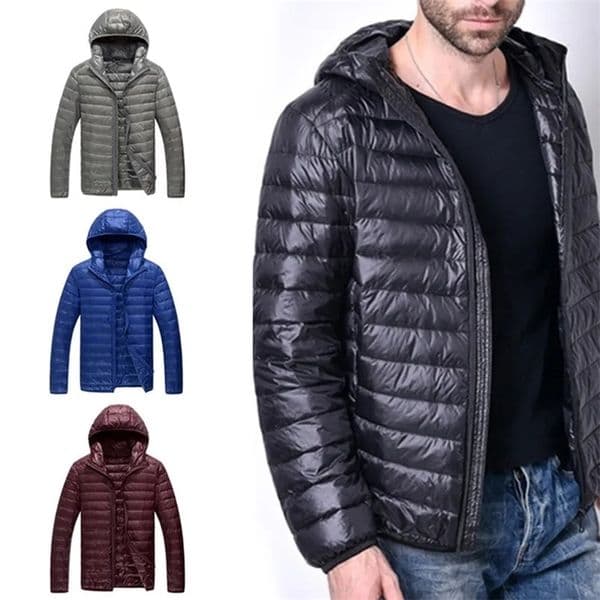 Men's Down Parkas Lightweight Puffer Down Jacket Men Feather Hooded Coat Ultralight Coat Padded Down Jackets Spring Winter Plus Size 5XL 6XL 231110