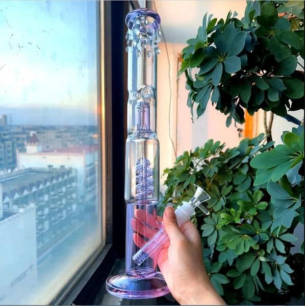 Freezable Coil Bong Smoking Glass Water Pipes Bubbler Recycler Hookahs Water Bongs Smoke Shisha With 14mm Accessory