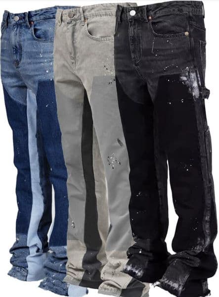 ksubi flared jeans mens workwear pants european and american fashionworkwear popular elastic patchpopular elastic patch denim layered flared pants