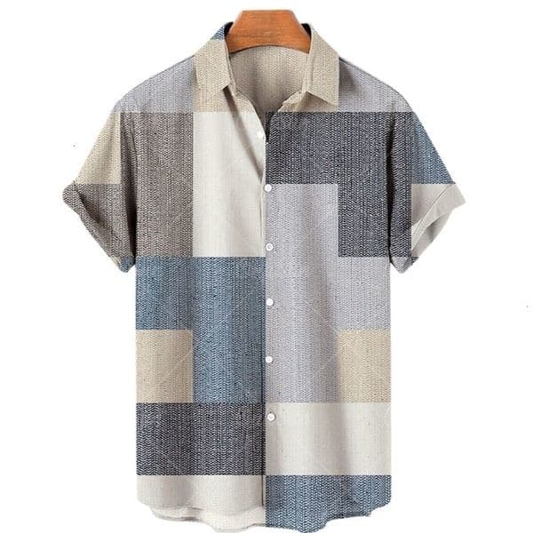 Men's Casual Shirts Men's Shirts Casual Stripes Hawaiian Printed Short Sleeve Top Polo Collar Shirt Harajuku Summer Men's Shirt 5xl 230412