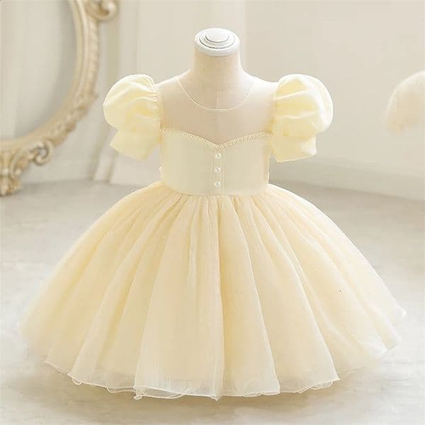 Baby Girls 1st Birthday Baptism Beading Dress For Girls Princess Costumes Kids Party Clothes Toddler Dresses 250305