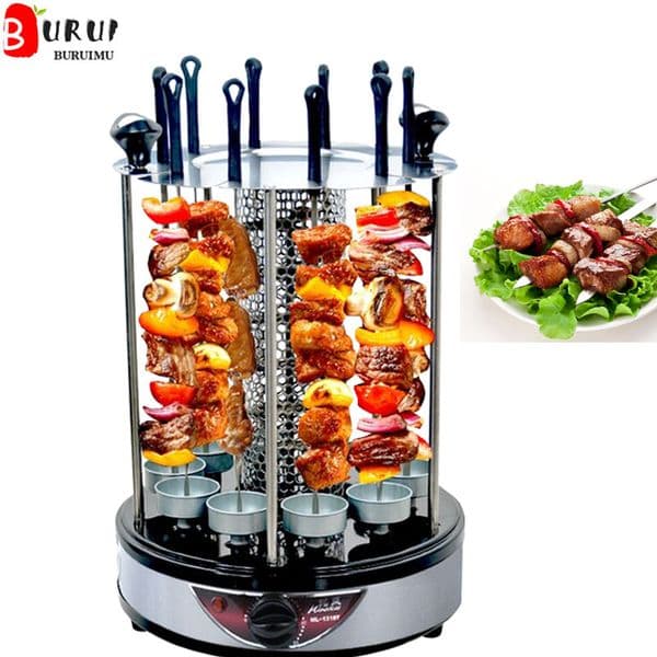 Electric Oven Home Smokeless BBQ Grill Automatic Rotating Skewer Grilled Kebab Machine