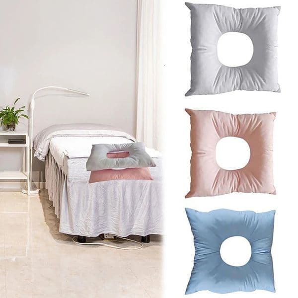 1 massage pillow face down perforated square back neck resting spa bed table cushion reusable soft cotton pad 241202