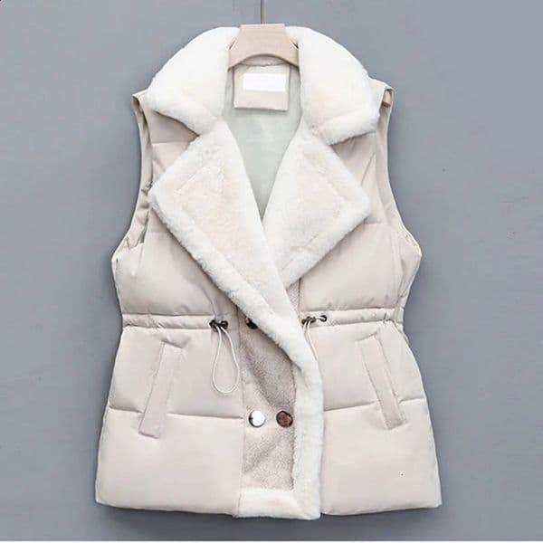 autumn and winter cotton padded vest jacket womens Korean style sleeveless suit collar waist coat short top 240910