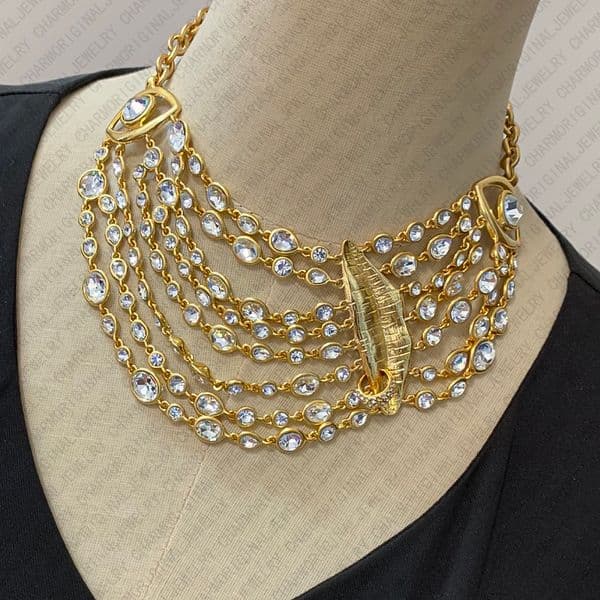 schiaparellinecklace designer necklace women Multi Layer Diamond Necklaces Eye Lip Pendant Luxury Jewlery Designer for Women Artistic Surreal Statement High