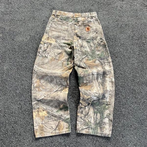 Y2k jeans American street camouflage pattern pocket denim pants fashionable womens high waist straight leg wide 240829BJ
