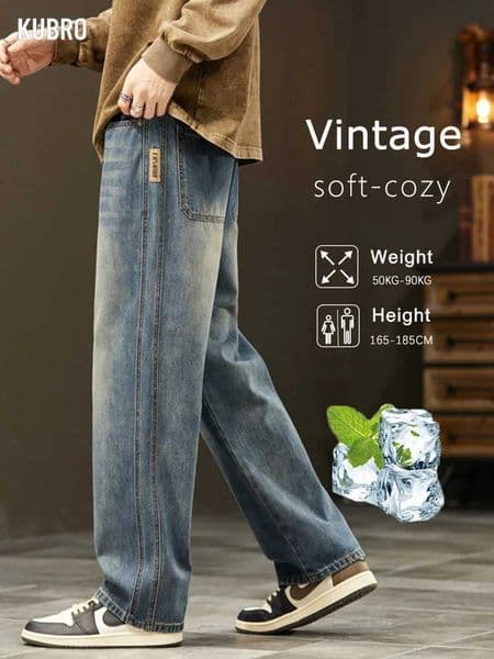 Streetwear Vintage Jeans Mens New Personality Thin Fashion Personalized Loose Trousers Casual Straight Wide Denim Pants Male W250925