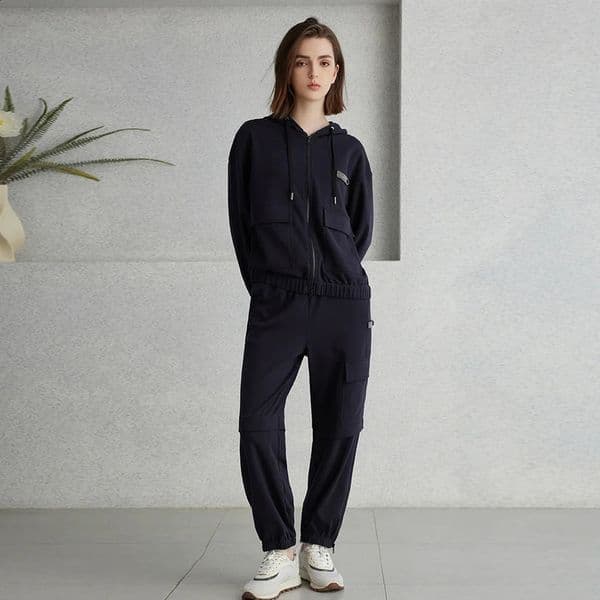 K2050WK2051W HighQuality Zip Combed Cotton Womens Clothing Hoodies Women Set Sweatshirt And Sweatpants Ladies Clothes 240801