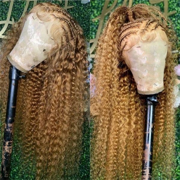 Highlight Honey Brown 13x4 Curly Human Hair Wig Glueless Lace Wigs Preplucked 13x6 HD Lace Frontal Wig For Women Ready To Wear