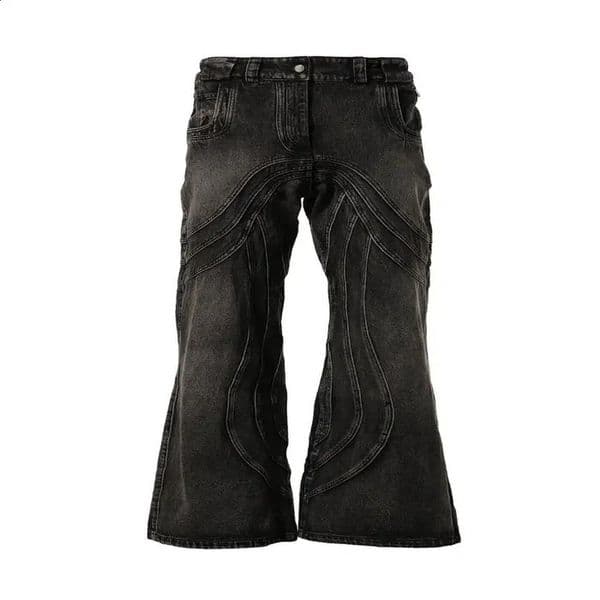 Gothic Harajuku street style clothing Y2K embossed retro washed rock jeans loose wide leg pants fashionable mens 240819