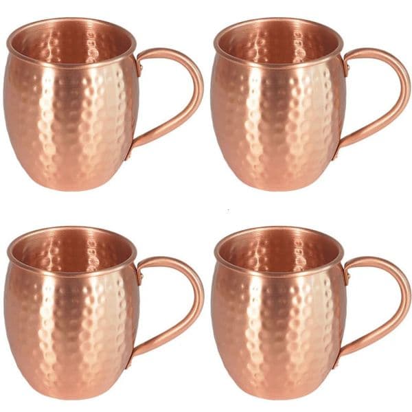 500ml 100% Copper Cups Pure Solid Moscow Mule PURE Copper Mugs-Shaped 18oz 4cs Cocktail Cups Beer Milk Mug Drinkware 250218