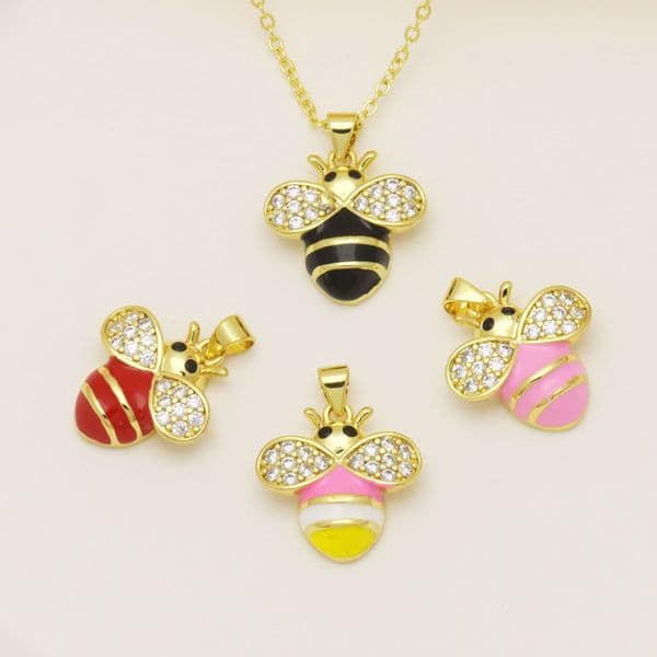 Golden Bee Colorful Oil Drop Zirconia Light Necklace Fashion Versatile Collarbone Chain Pendant Accessory
