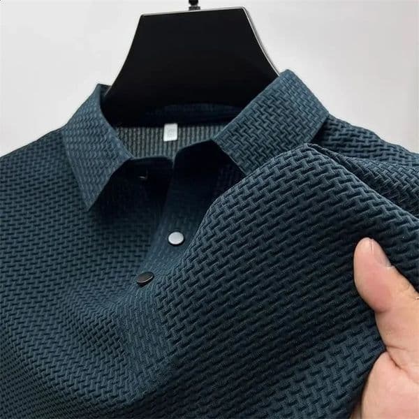Summer T Shirt Mesh Ice Silk Cool down Breathable Short Sleeve Mens Shirt Collar Solid Polo Shirt Half Sleeve Mens Clothing 250118