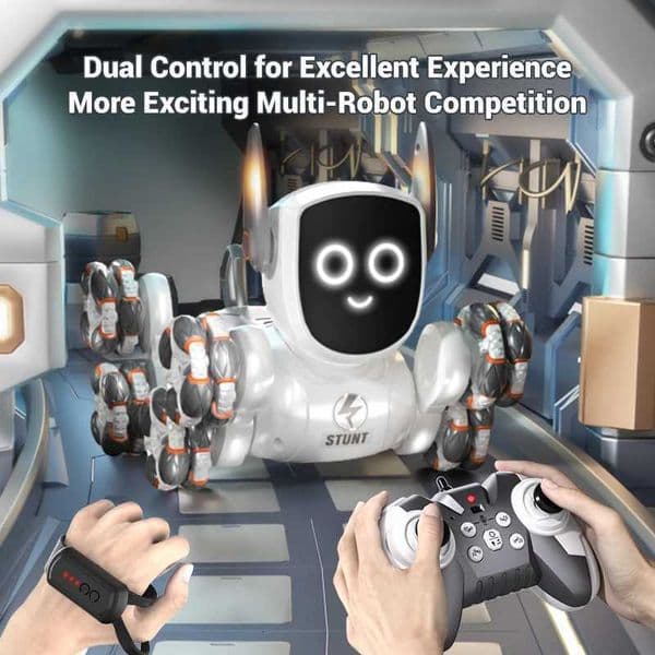 8Wheel Remote Control Mechanical Dog 24G 4WD 360 Rotation One Key Demo Dynamic Music RC Toy for Kids Pet Play Outdoor Gifts X250925