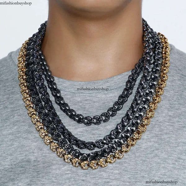 Ancient Sier Skeleton Stainless Steel Chains Bracelets Punk Men's Personality Hip Hop Rock Necklaces Bangle Jewelry 111 aaa