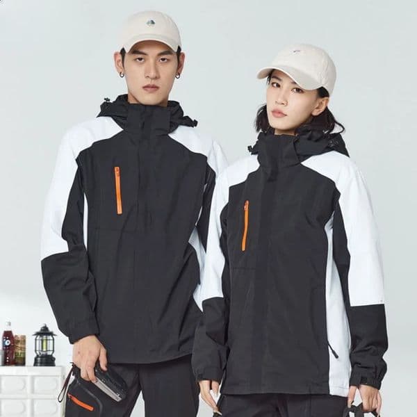 Hard shell jacket 3in1 mens and womens winter twopiece set detachable windproof waterproof warm thick skiing work clothes 240824