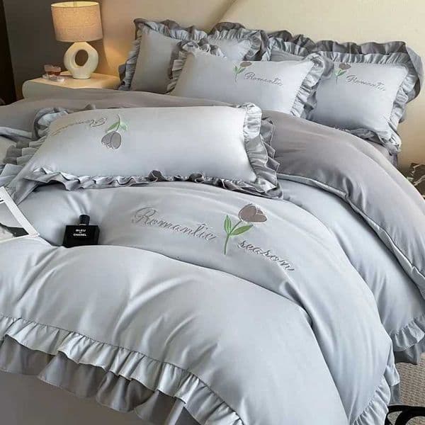 Elegance French Style Bedding Set Duvet Cover Set High Quality 2024 New Lace Princess Embroidery Double Layer Edge King Queen Z250925