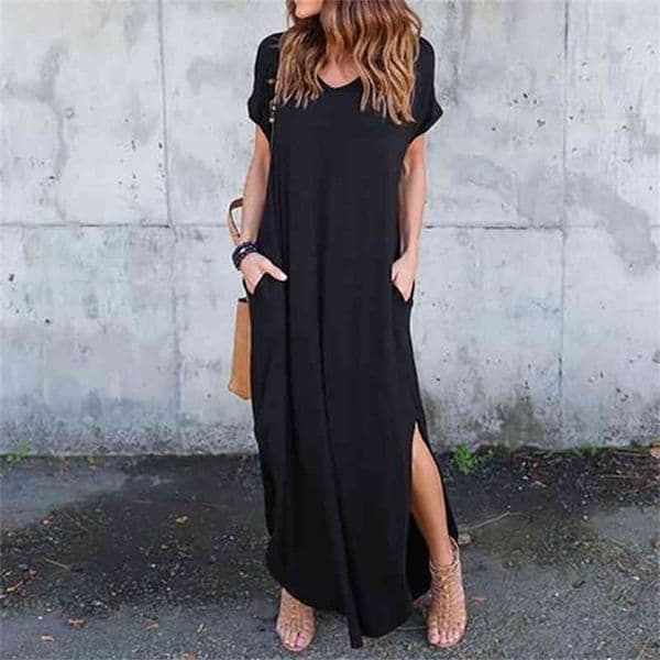 Sexy Women Dress Plus Size 5XL Summer Solid Casual Short Sleeve Maxi Dress For Women Long Dress Lady Dresses 210630