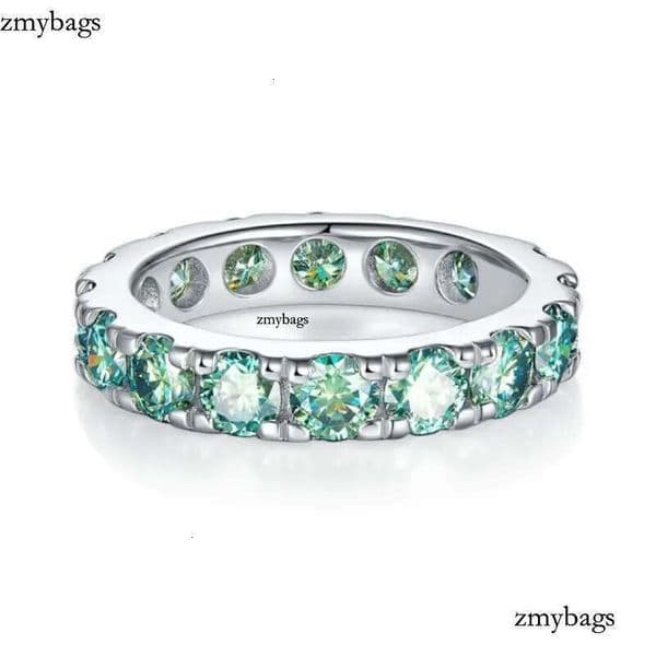Men Women Rings Sterling Sier Dia Passed Test 4mm Blue Green Moissanite Ring for Party Wedding Nice Gift