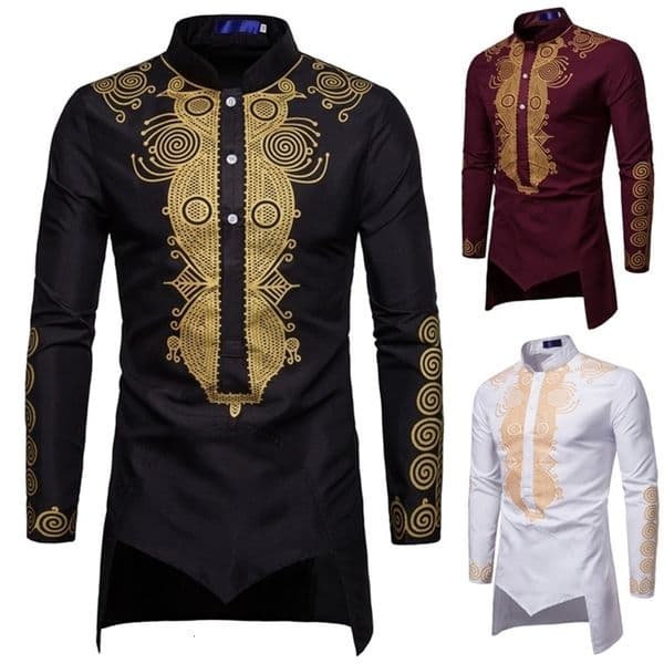 Men's Casual Shirts Men Fashion Africa Clothing Long Pullovers Dress Clothes Hip Hop Robe Africaine Style Shirts for Men 220908