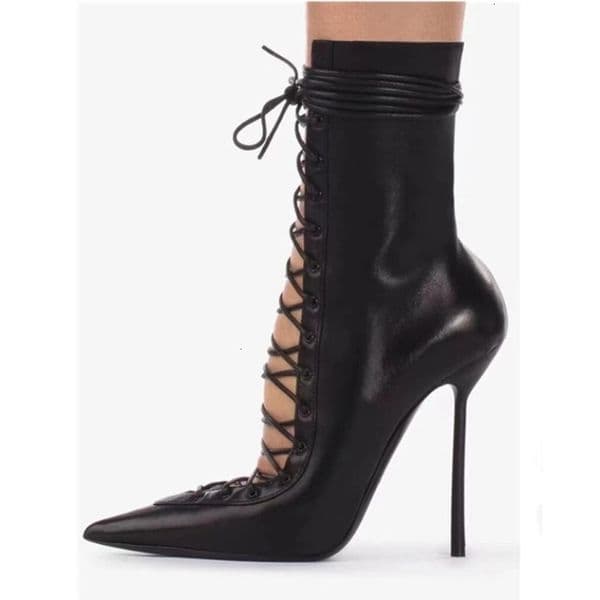 High Quality Lace Top Cool Boots European and American Sexy Nightclub Ultra Thin High Heels Show Shoes Zipper Boots 241022
